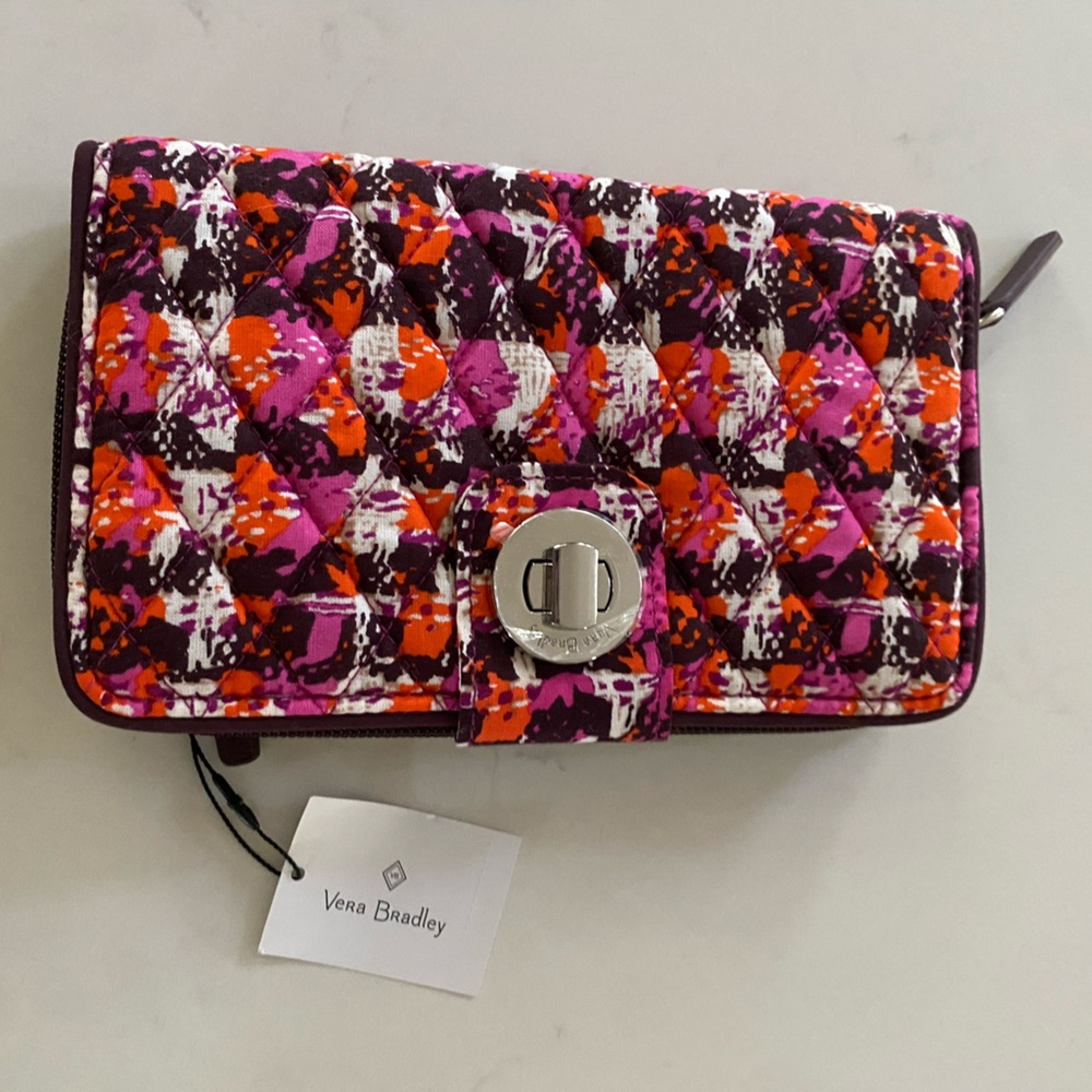 Vera Bradley Georgia RFID Turnlock Wallet HoundstoothTweed - New